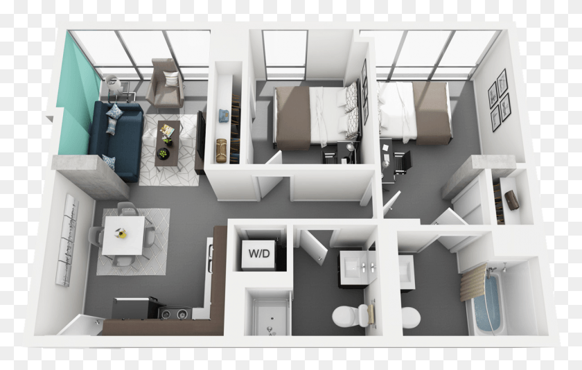 1201x731 Two Bedroom Two Bathroom Vue53 Apartments, Floor Plan, Diagram, Box HD PNG Download