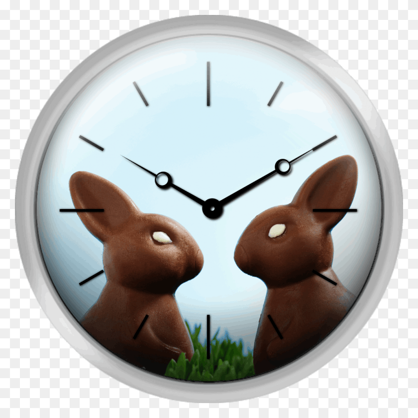 992x992 Two Chocolate Easter Bunnies Facing Each Other In Grass Sunset Clock, Analog Clock, Wall Clock, Clock Tower HD PNG Download