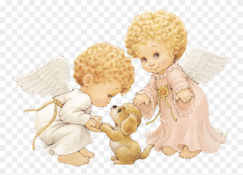 755x543 Two Cute Little Angels, Teddy Bear, Toy HD PNG Download