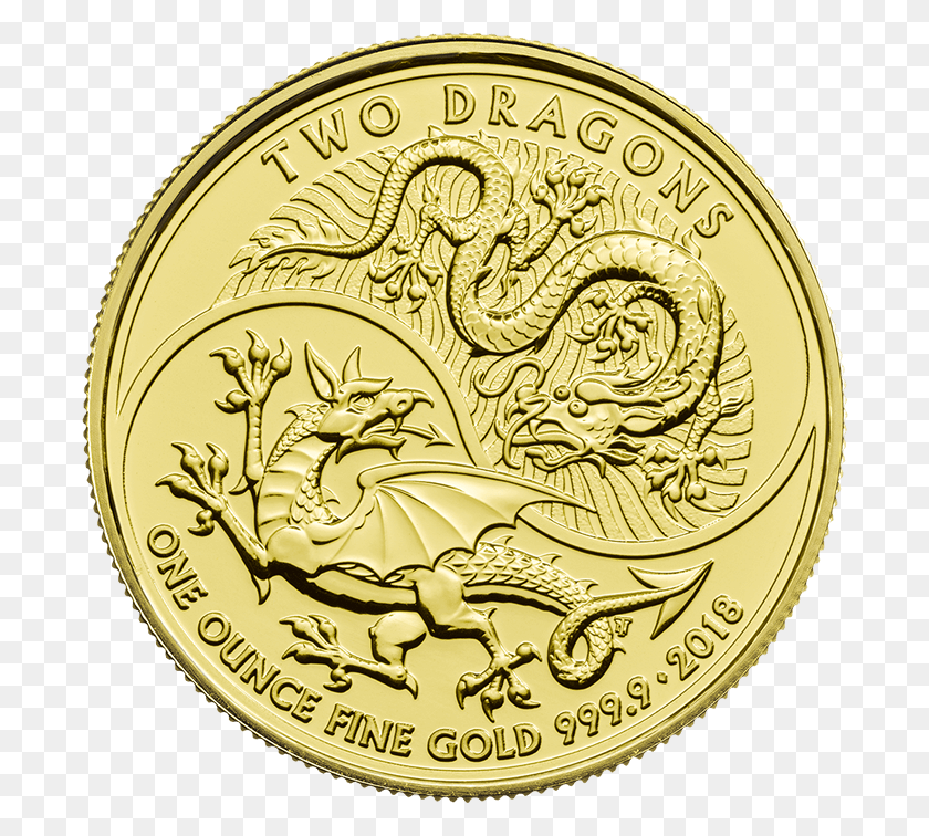 696x696 Two Dragons 2018 1 Oz Gold Coin 2017 Year Of The Rooster Coin, Money, Rug HD PNG Download