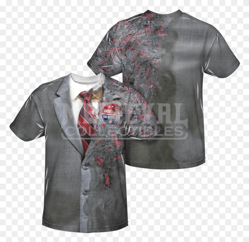 841x817 Two Face Burned Suit T Shirt Kimono, Clothing, Apparel, Blouse HD PNG Download
