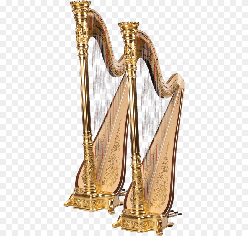 412x800 Two Gold Aoyama Harps Aoyama Harps, Musical Instrument, Harp PNG