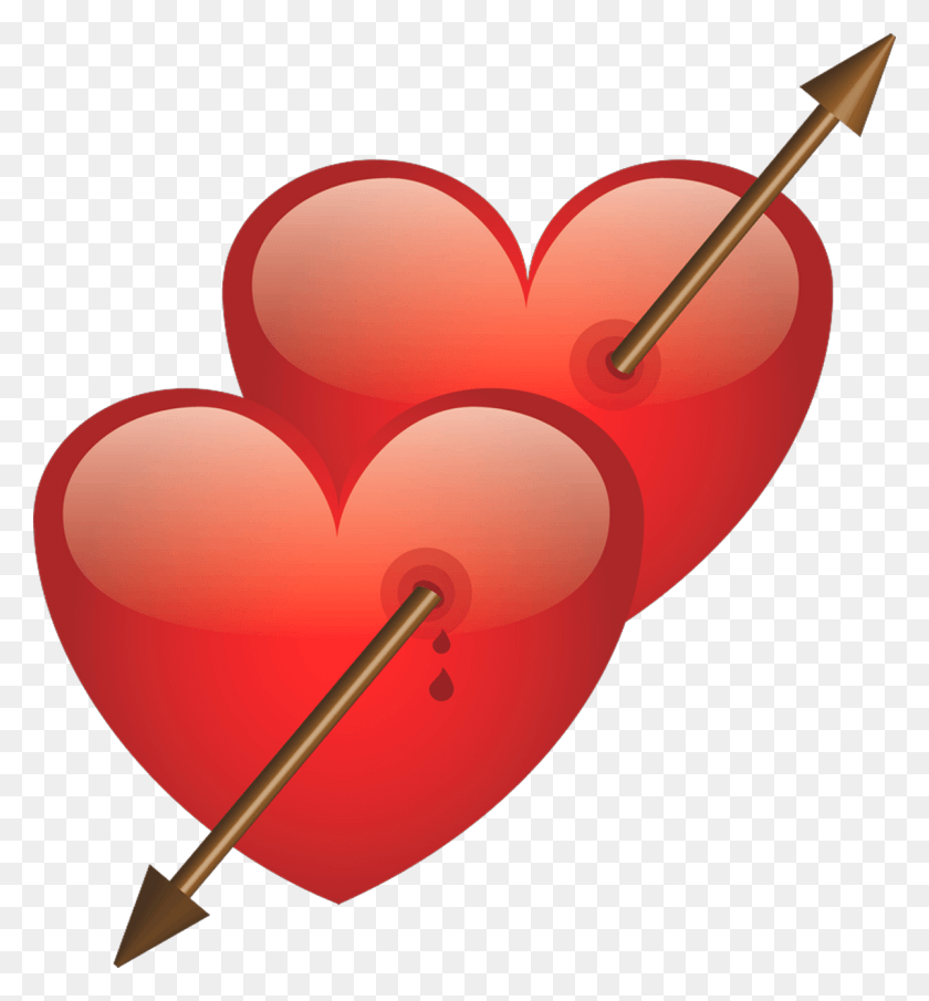 1200x1301 Two Heart With Arrow, Pin HD PNG Download