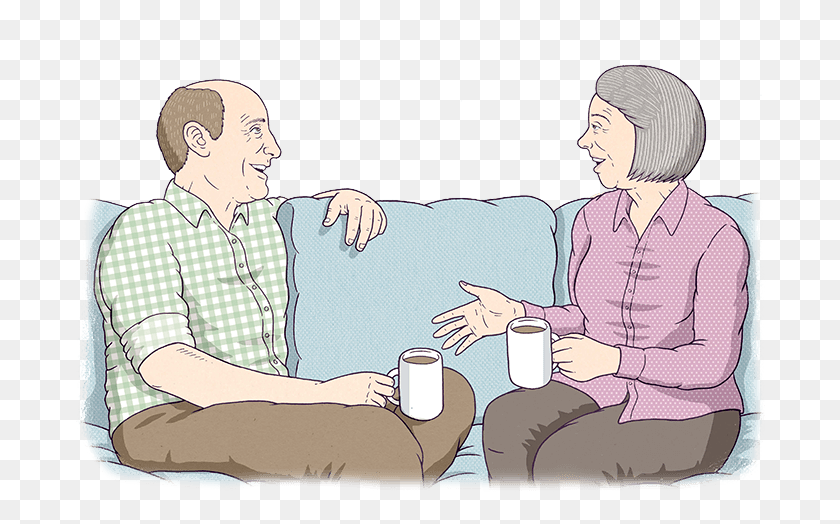 695x464 Two Old People Are Sitting On A Couch Talking Old People Talking Cartoon, Person, Human, Dating HD PNG Download