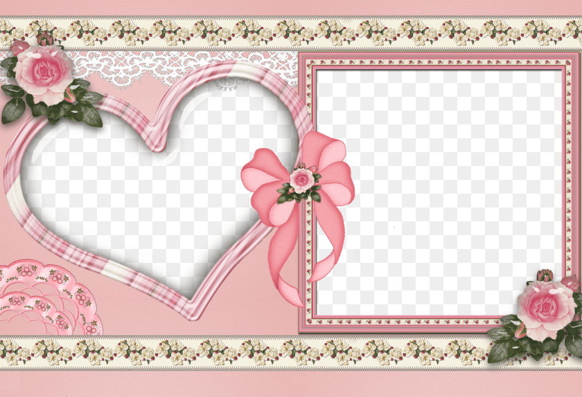 1500x1025 Two Photo Frame, Rose, Plant, Flower, Mail PNG