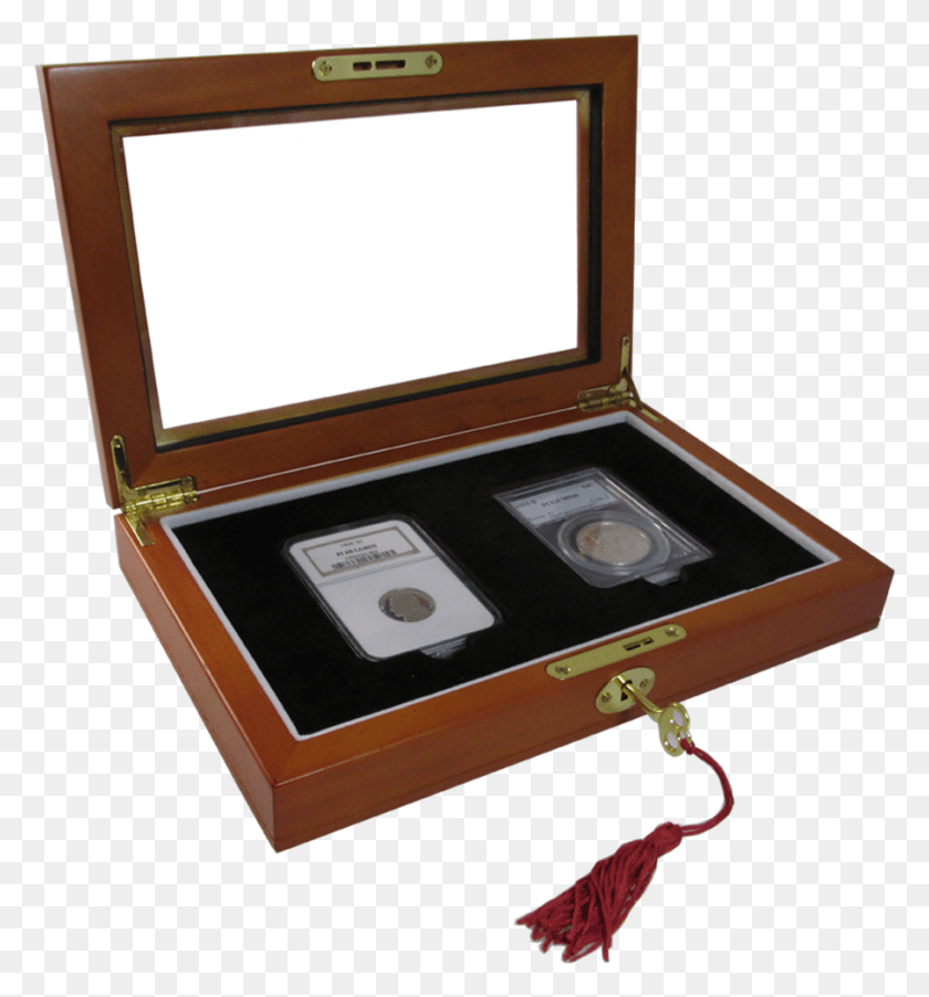 899x971 Descargar Png / Caja De Presentación De Monedas De Madera Con Tapa De Vidrio De Dos Losas Con Llave Y Caja, Electrónica, Cassette, Monitor Hd Png