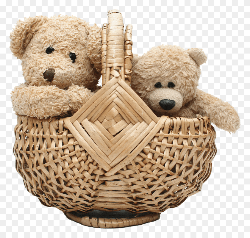1157x1098 Two Teddy Bear In Basket Image Teddy Bear, Toy, Plush HD PNG Download