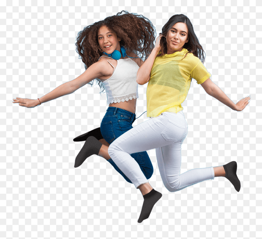 933x844 Две Девочки-Подростки Прыгают Девочка-Подросток Прыгает, Одежда, Одежда, Танцевальная Поза Hd Png Скачать