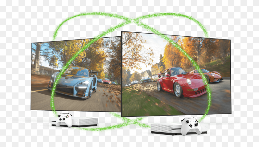 1584x848 Two Television Screens Displaying Forza Horizon 4 Toyota, Car, Vehicle, Transportation HD PNG Download