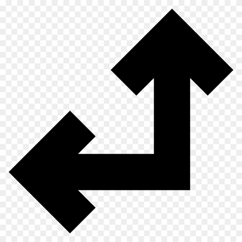 980x980 Two United Arrows In Straight Angle Pointing Left And Arrow Up And Left, Symbol, Recycling Symbol, Sign HD PNG Download