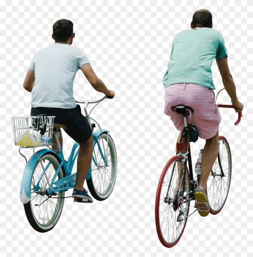 1470x1500 Twomenridingbikesrear Man On Bike, Person, Human, Bicycle HD PNG Download