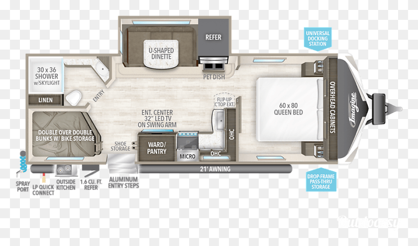 890x498 Tx Floorplan 2018 Grand Design Imagine Texas Star Hockley Imagine Travel Trailers Floor Plans, Floor Plan, Diagram, Plan HD PNG Download