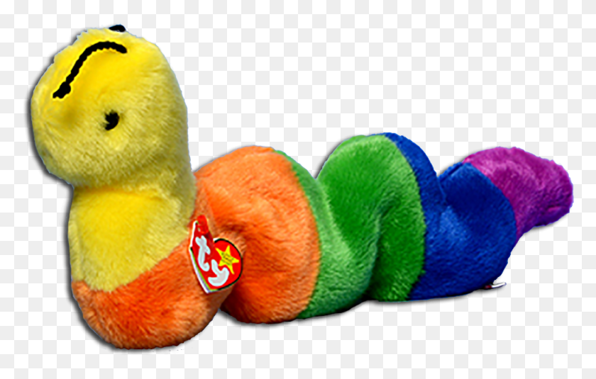 977x596 Ty Beanie Buddies Inch The Worm Stuffed Animal Rainbow Worm Beanie Baby Transparent, Peeps, Bird, Fish HD PNG Download