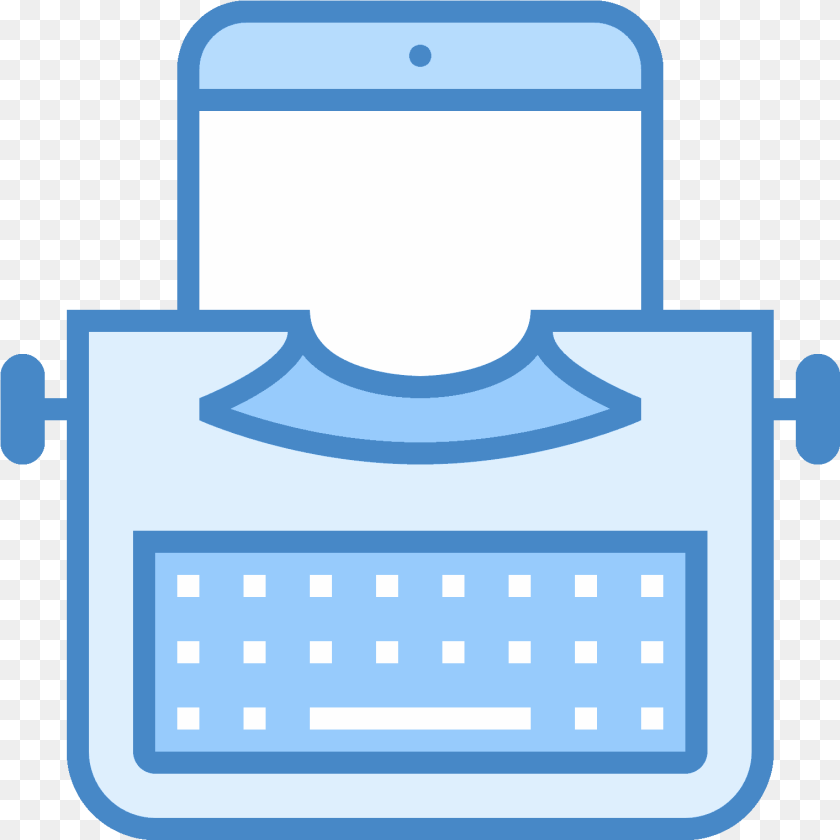 Typewriter With Tablet Icon Blue Typewriter Icon, Text, Calendar Sticker PNG