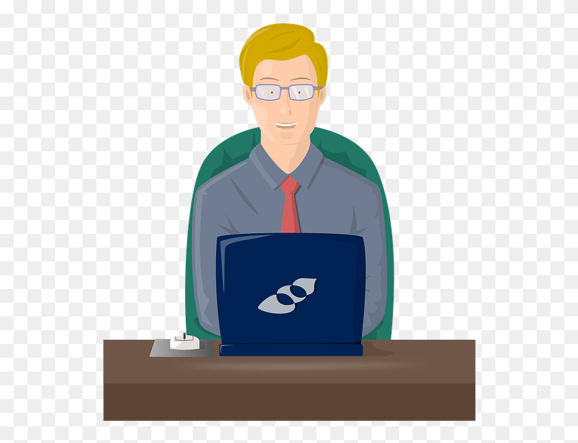 548x584 Typing Man Work Working Type Laptop People Illustration, Pc, Computer, Electronics HD PNG Download