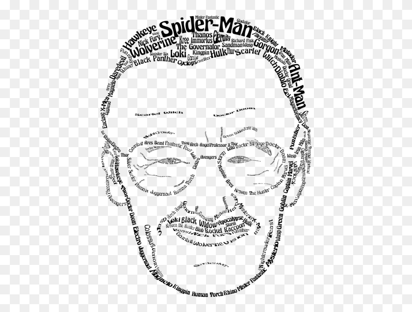 433x576 Typographic Drawing Face Stan Lee Line Drawing, Head, Poster HD PNG Download
