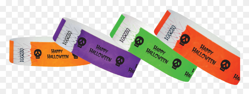 1001x332 Tyvek Wristband Halloweenskull 500 Box Label, Business Card, Paper, Text HD PNG Download