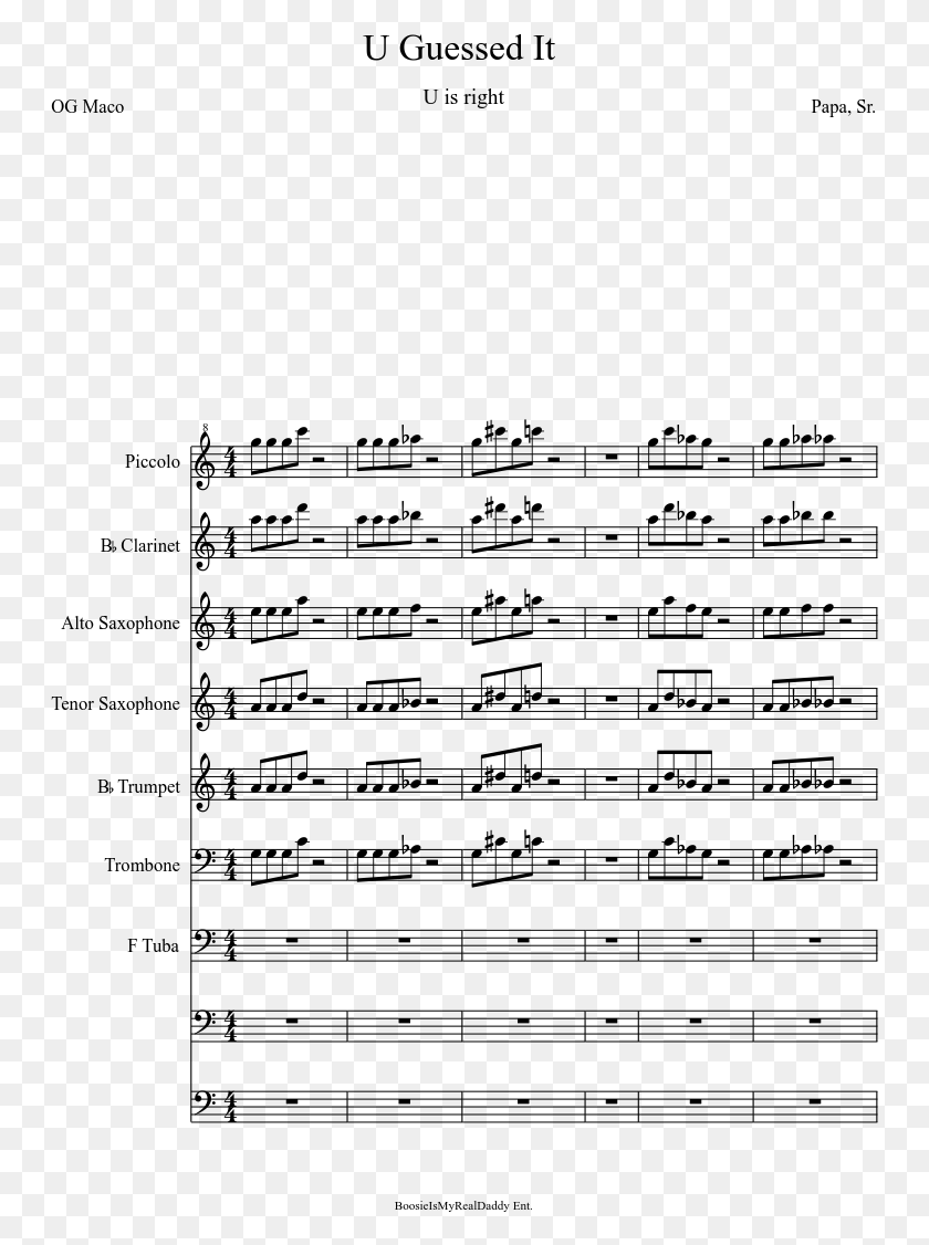 749x1066 U Guessed It Sheet Music Composed By Papa Sr Timmy Trumpet Freaks Flute, Gray, World Of Warcraft HD PNG Download