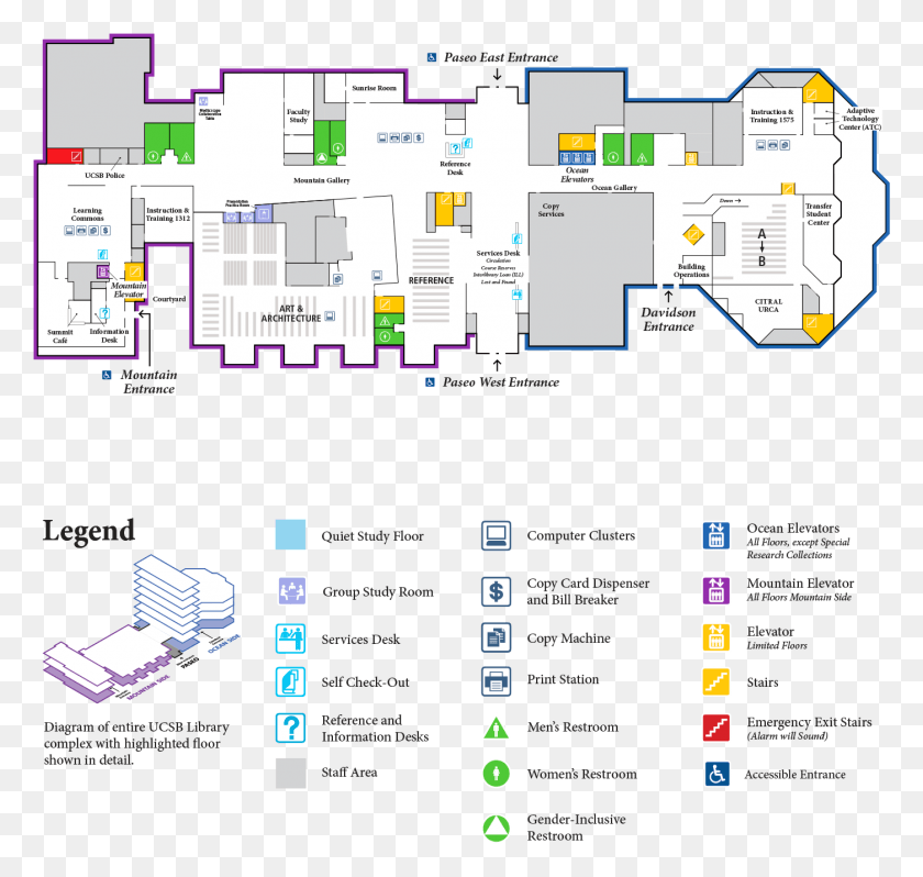1400x1326 Ucsb Library 1st Floor Map Student Center Program, Floor Plan, Diagram, Plan HD PNG Download