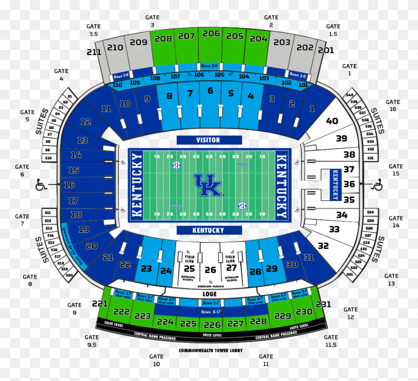 867x785 Uf Football Student Tickets Kentucky Football Kroger Field Seating Chart, Building, Arena, Stadium HD PNG Download