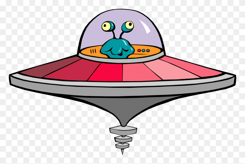 999x643 Ufo Free Library Huge Freebie Alien Spaceship Cartoon, Clothing, Apparel, Sombrero HD PNG Download