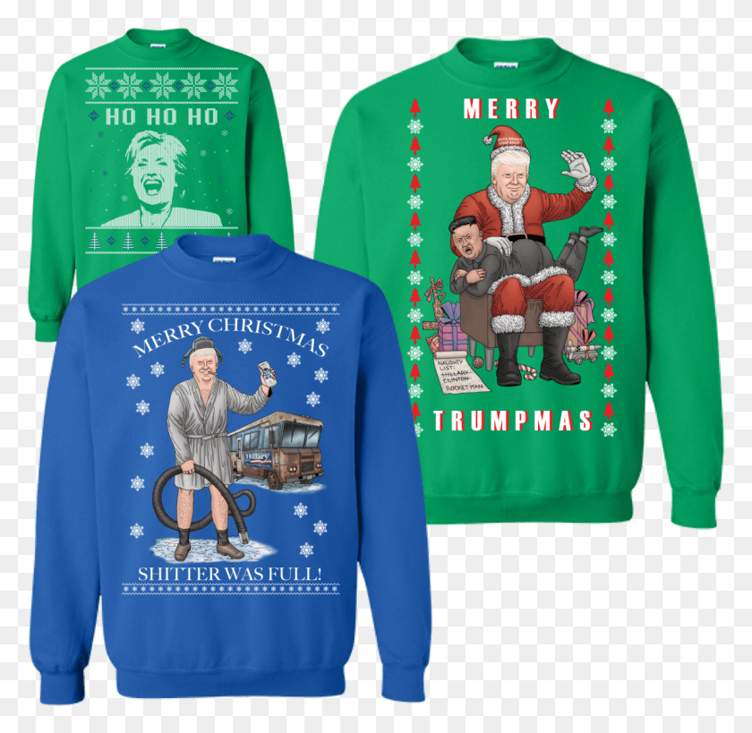 1198x1166 Ugly Christmas Sweater Donald Trump And Kim, Clothing, Apparel, Sleeve HD PNG Download