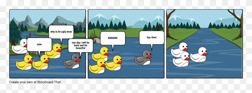 1145x368 Ugly Duckling Cartoon, Bird, Animal, Duck HD PNG Download