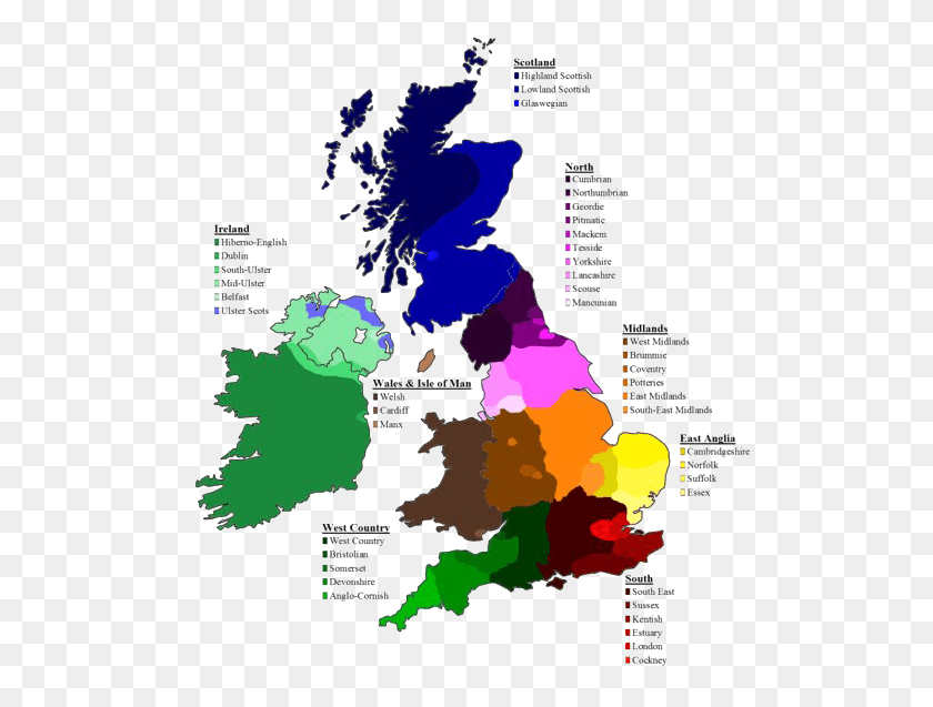515x577 Descargar Png Mapa Del Reino Unido Tipos De Acentos Británicos, Diagrama, Trama, Atlas Hd Png