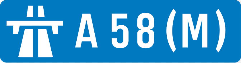 1920x500 Uk Motorway A58 M Sign, Symbol, Text, License Plate Clipart PNG