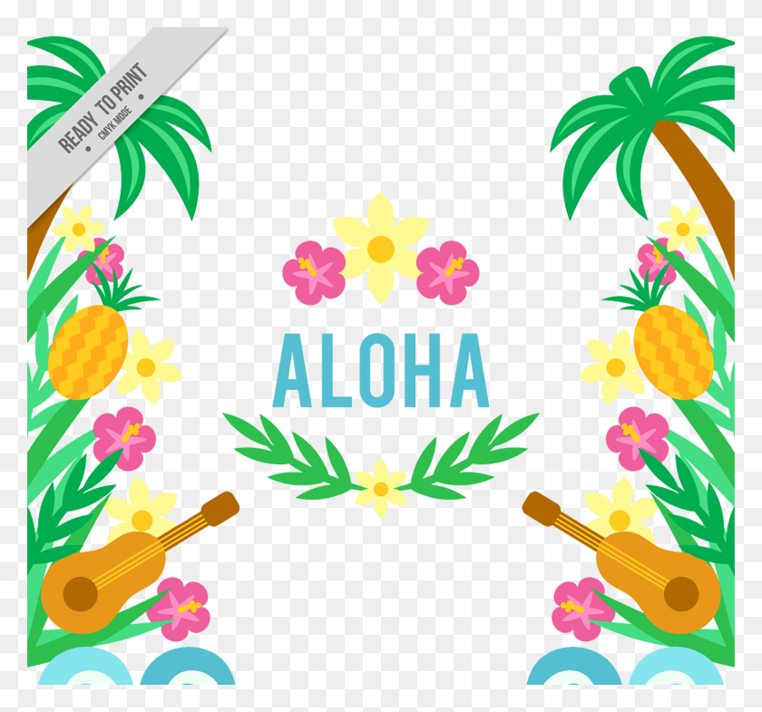 2048x1904 Ukulele Aloha And Floral Hawaiian Background, Graphics, Floral Design HD PNG Download