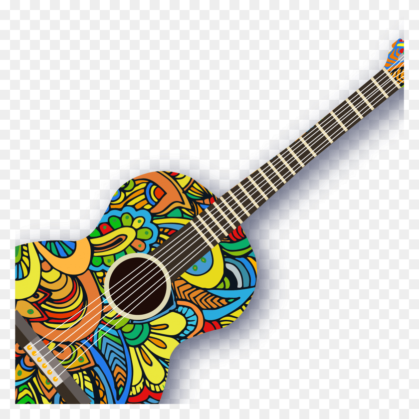 2081x2081 Ukulele Pattern Creative Guitar Vector Acoustic Guitar Vector Pattern, Leisure Activities, Musical Instrument, Mandolin HD PNG Download