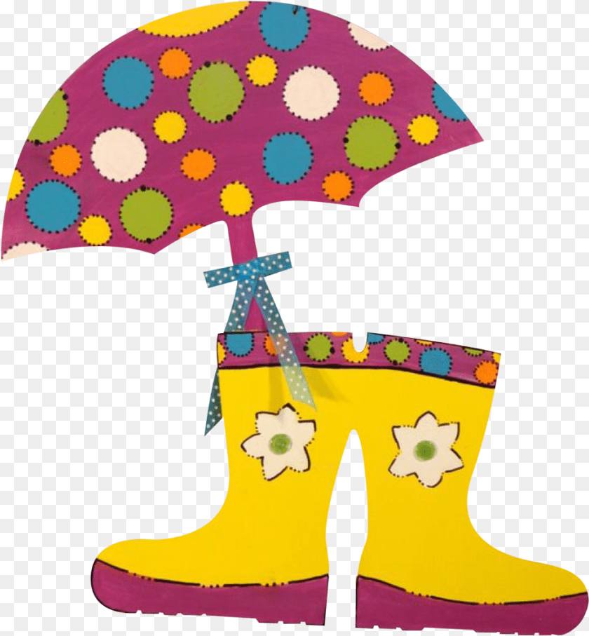 974x1052 Umbrella Clip Rain Boot Transparent Cartoons Rainboots Clipart Transparent, Applique, Pattern, Clothing, Footwear Sticker PNG