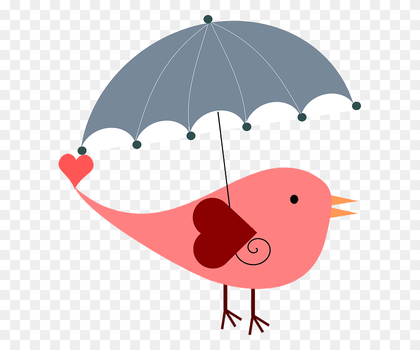 605x640 Umbrella Love Bird Free Vector Bridal Shower Umbrella Clip Art, Canopy, Balloon, Ball HD PNG Download