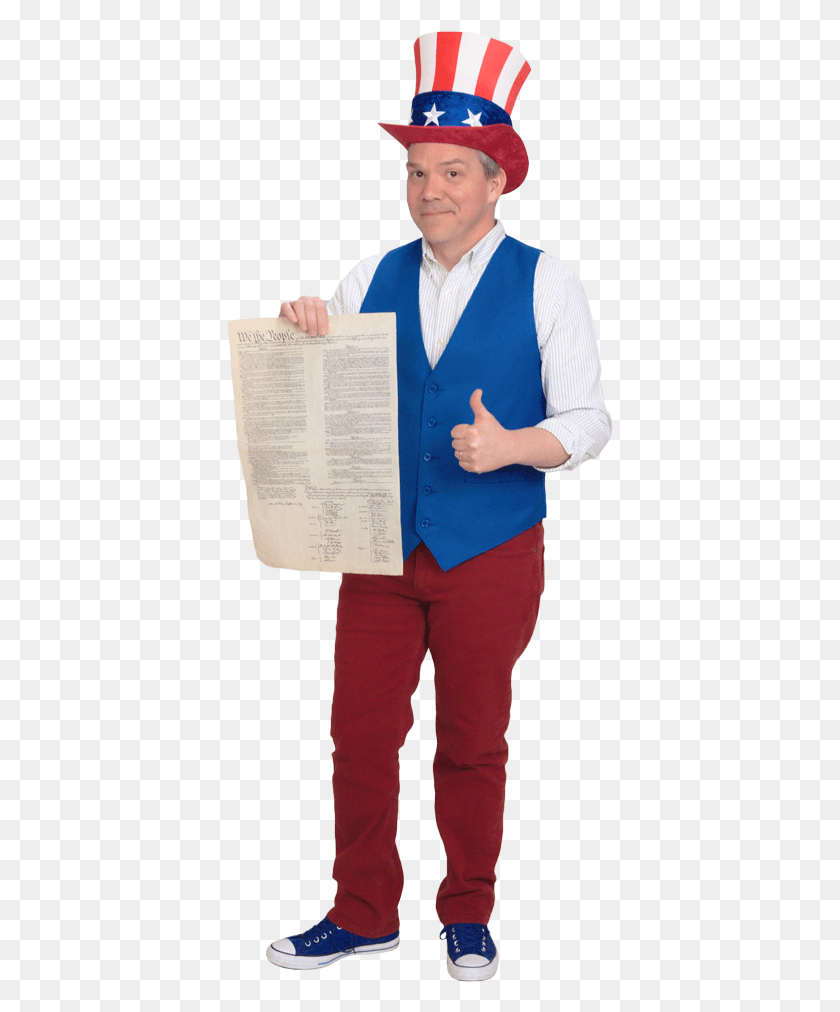 387x952 Uncle Sam With Help From The Statue Of Libery And Costume Hat, Clothing, Apparel, Person HD PNG Download