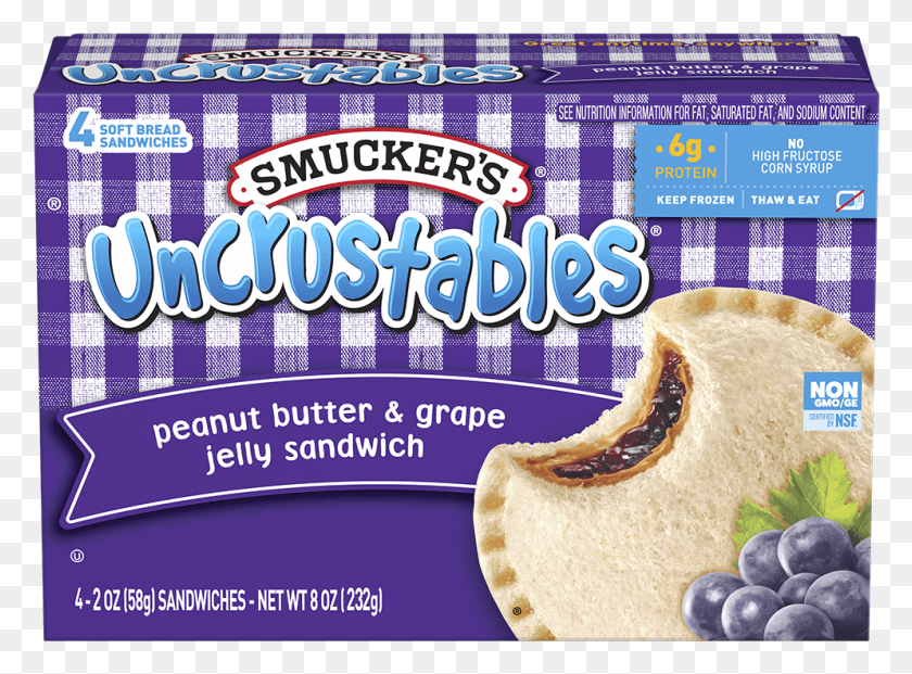 994x716 Uncrustables Peanut Butter Amp Grape Jelly Smuckers Peanut Butter Sandwich, Plant, Food, Blueberry HD PNG Download