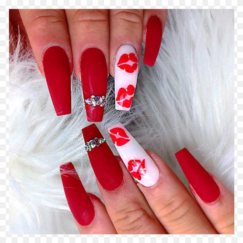 801x801 Undefined Long Valentines Day Nails, Manicure, Nail, Person HD PNG Download
