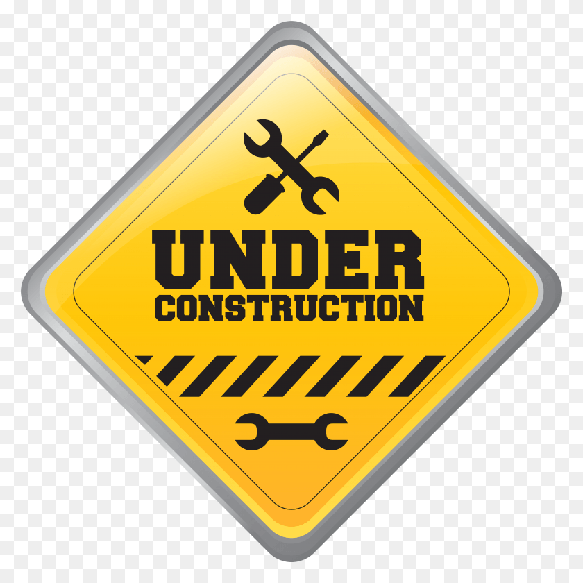 7925x7925 Under Construction Sign Clip Art, Symbol, Road Sign HD PNG Download