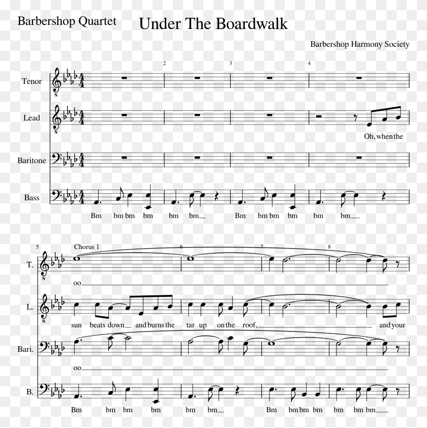 773x782 Under The Boardwalk Sheet Music Composed By Barbershop Axel F Clarinet Sheet Music, Gray, World Of Warcraft HD PNG Download