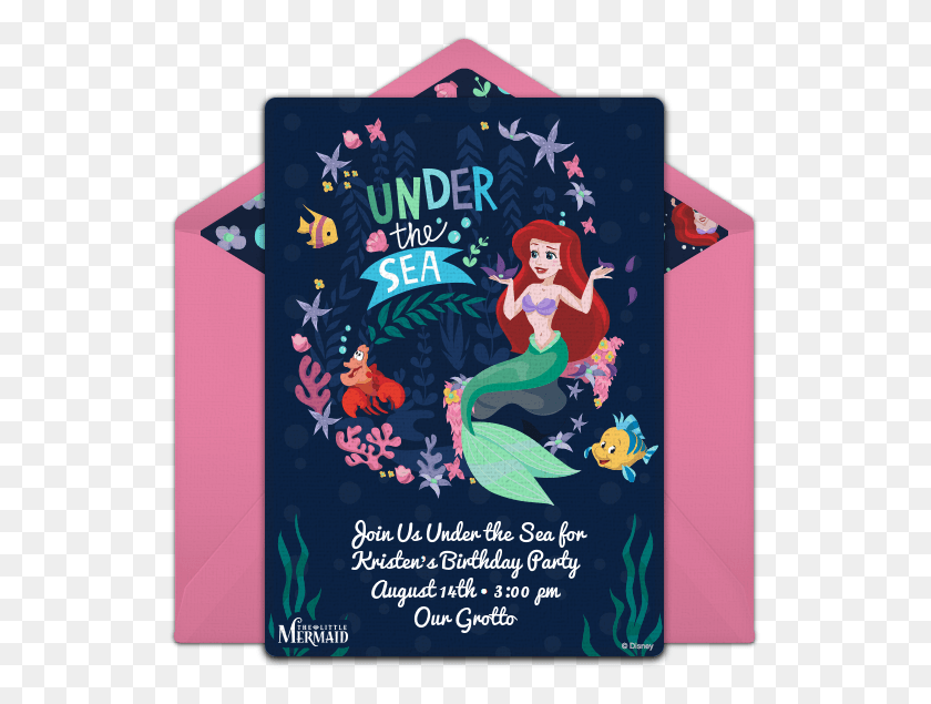 535x575 Under The Sea Online Invitation Mermaid, Envelope, Mail, Greeting Card HD PNG Download