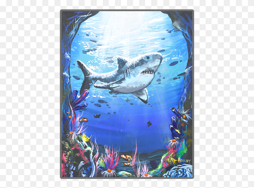 445x563 Under The Sea Painting, Animal, Sea Life, Shark HD PNG Download