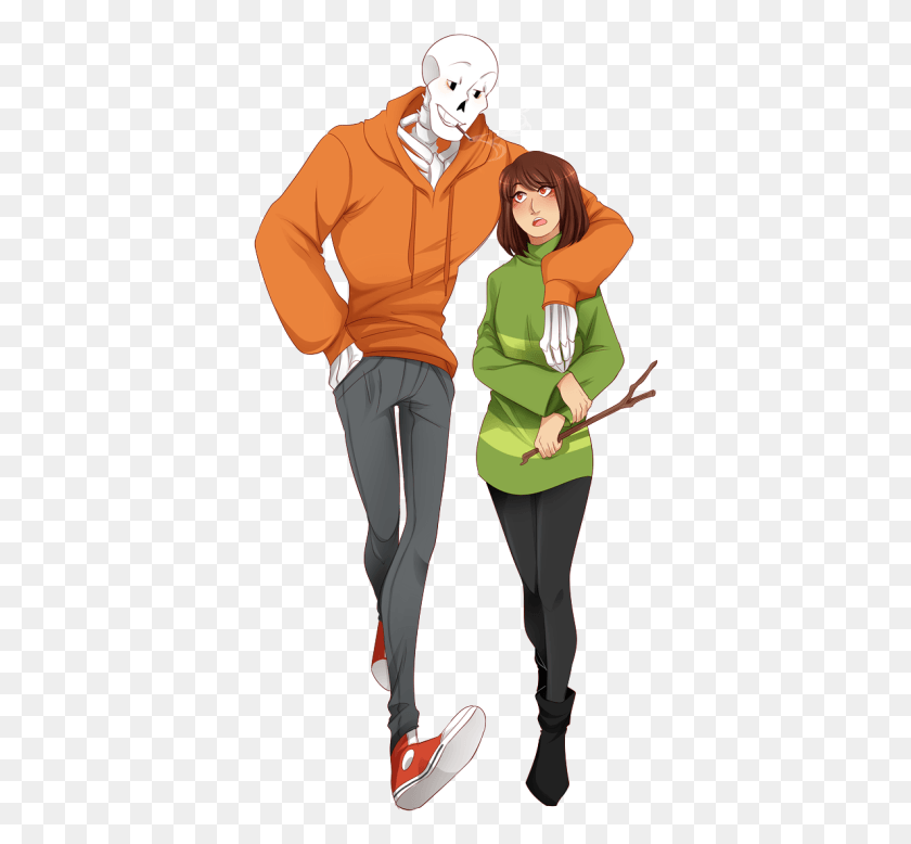 374x718 Underswap Papyrus X Chara, Person, Human, Sleeve HD PNG Download