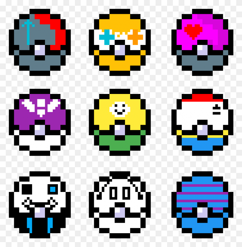 1045x1069 Undertale Character Pokeballs Circle, Pac Man HD PNG Download
