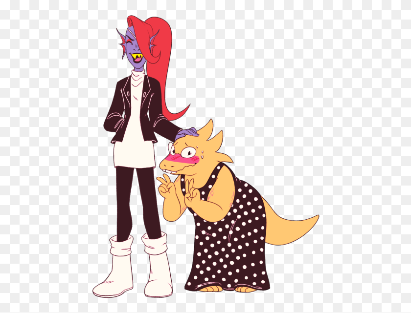 466x581 Undyne And Alphys By Likeaspinaltap Cartoon, Person, Human, Performer HD PNG Download