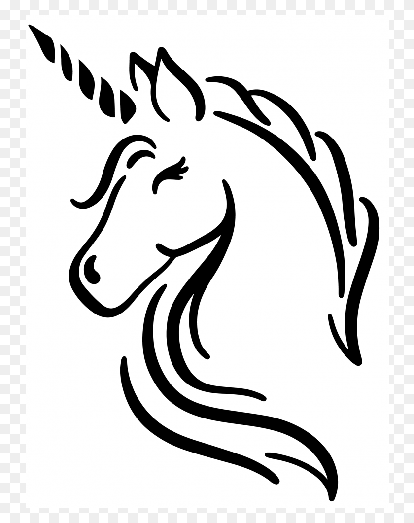 738x1001 Unicorn Head Illustration, Dragon, Stencil, Text HD PNG Download