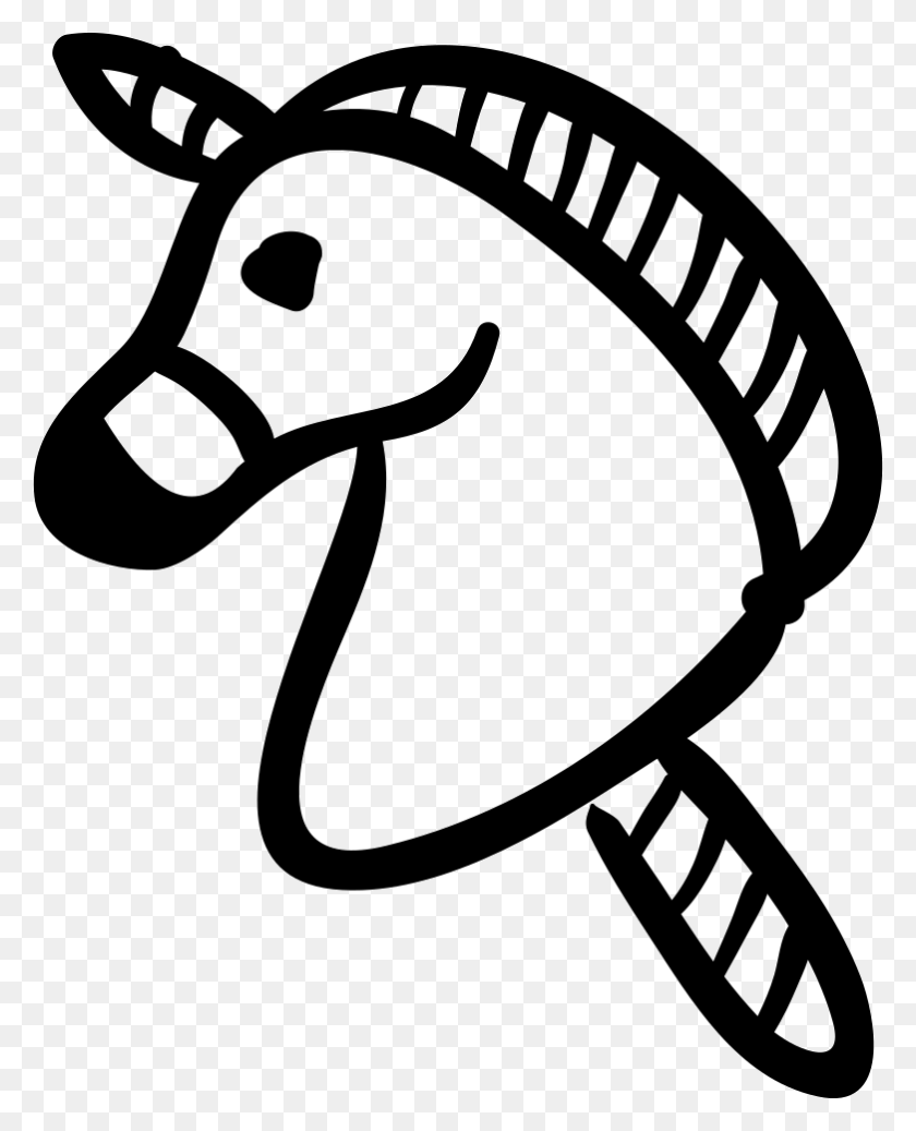782x980 Unicorn Head On Stick Toy Comments Toys Black And White, Animal, Mammal, Stencil HD PNG Download