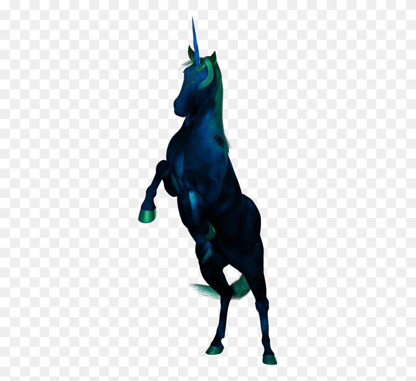 287x709 Unicorn Horse Fantasy Animal Horn Creature Equine Drawing Fantasy Animal, Person, Human, Hand HD PNG Download