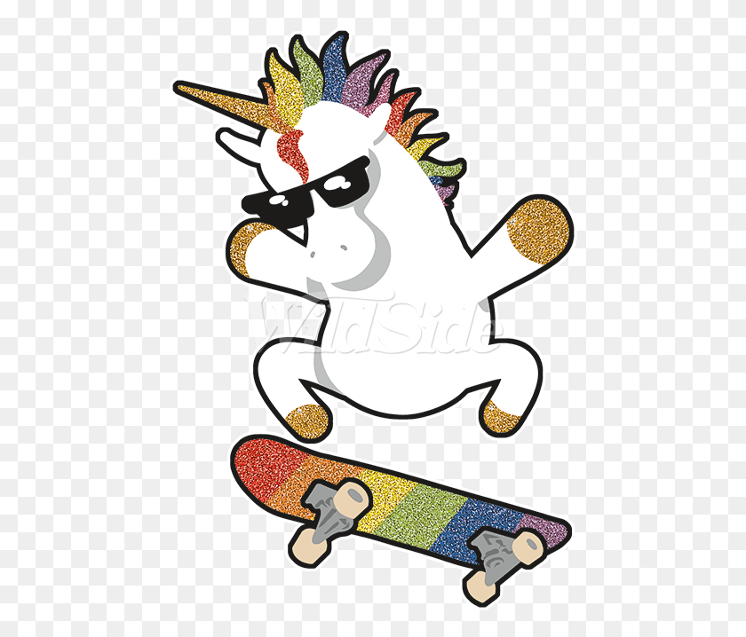 460x658 Unicorn On Skateboard Cartoon, Animal, Wildlife, Sport HD PNG Download