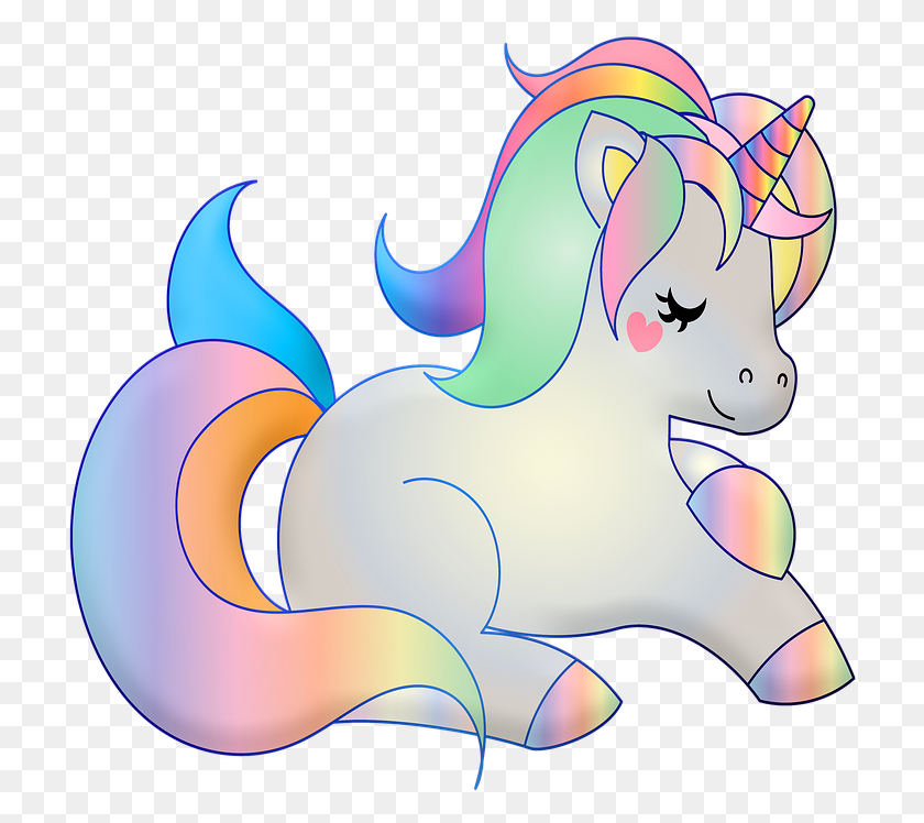 720x688 Unicorn Rainbow Pastel Colorful Magic Horn Sweet Cartoon, Animal, Mammal, Graphics HD PNG Download