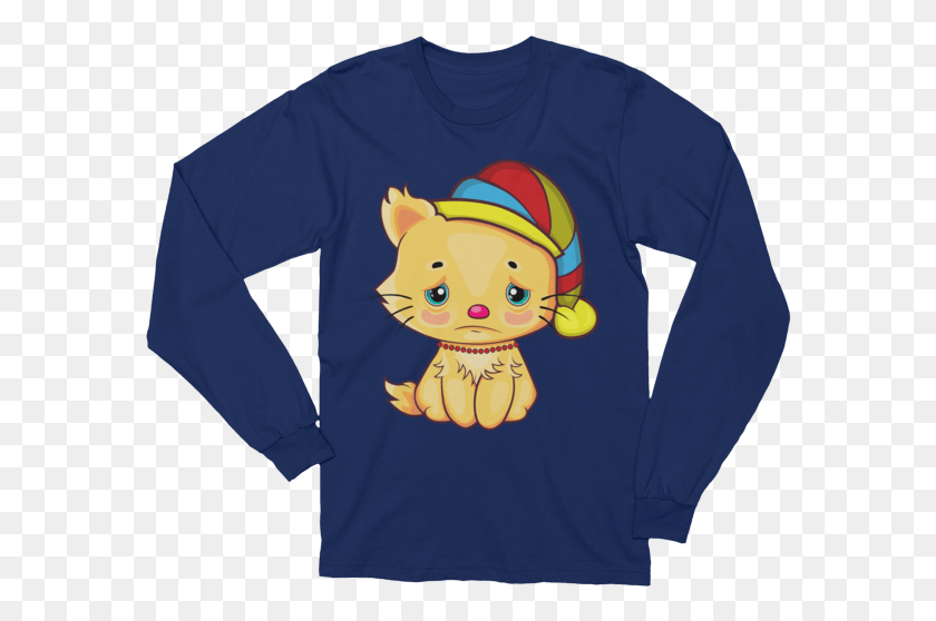 580x498 Unisex Cute Kitten Long Sleeve T Shirt Cartoon, Clothing, Apparel, Long Sleeve Descargar Hd Png