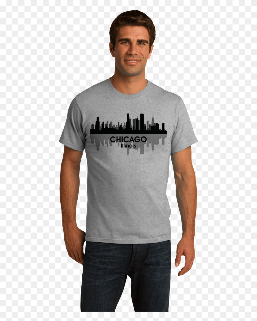 457x989 Unisex Grey Chicago City Skyline T Shirt Jewish American Princess T Shirt, Clothing, Apparel, Person HD PNG Download